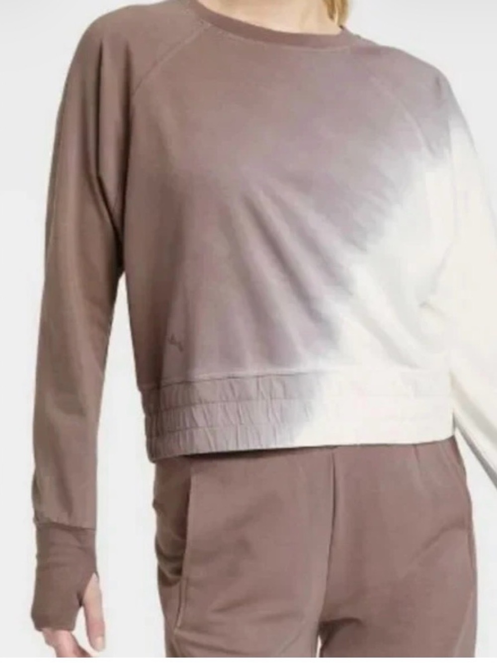 2-piece Cotton Jogger set - Mauve and cream